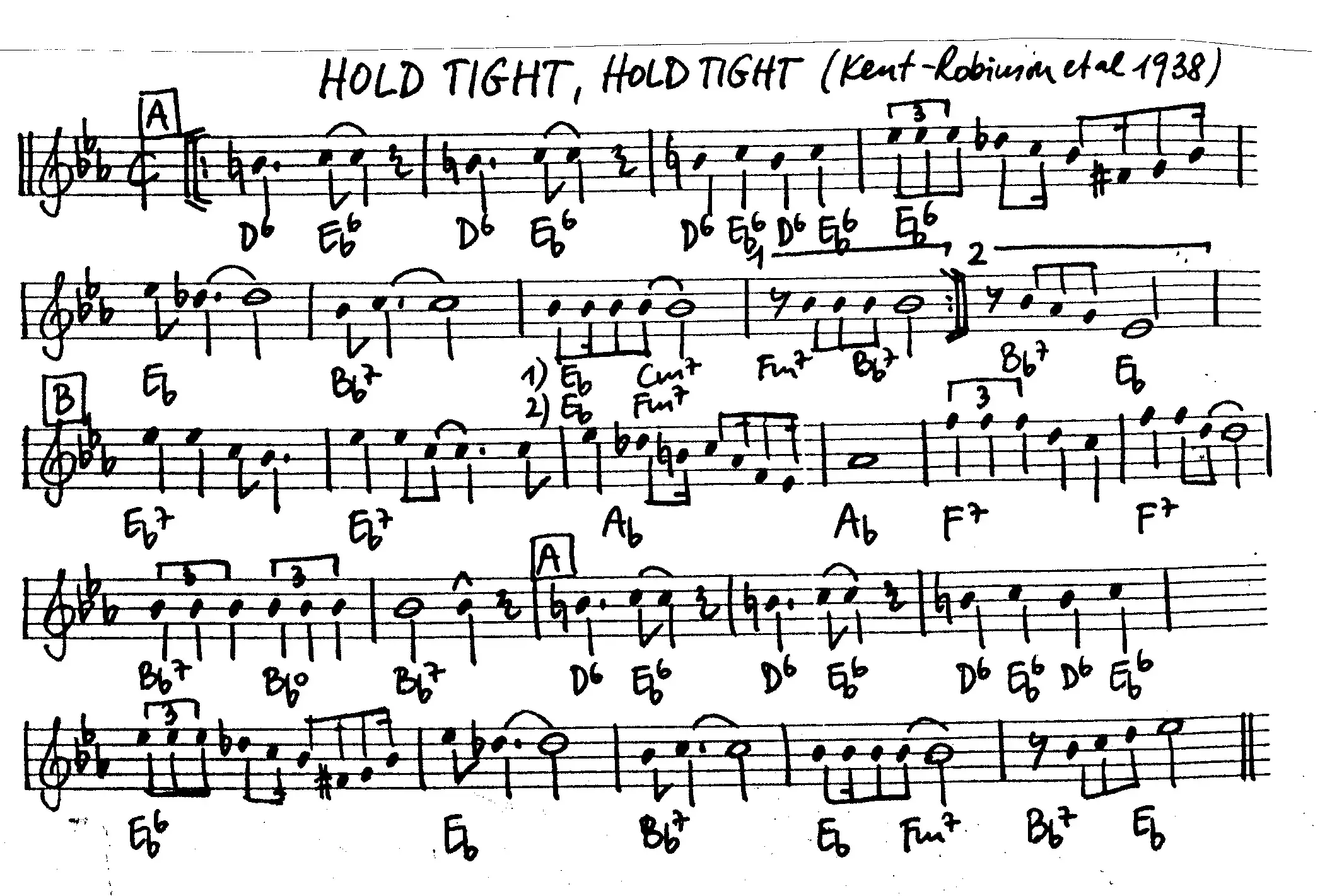 hold tight hold tight free jazz leadsheet - Courtesy of the Jungle Jazz Band
